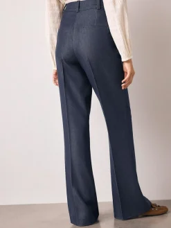 Hot Next Navy Blue Denim Look Slim Flare Trousers