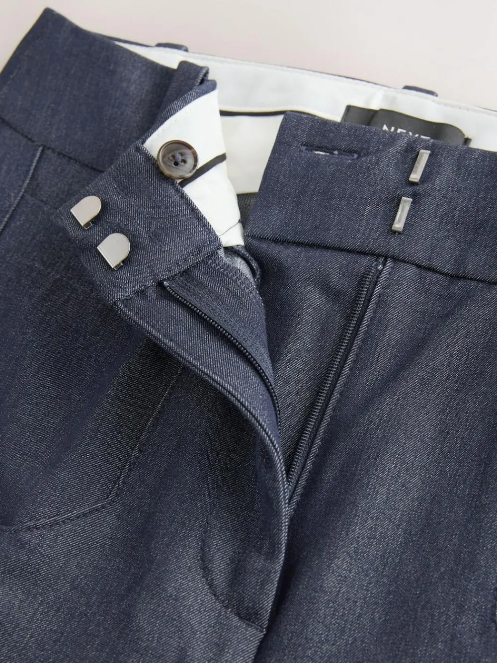 Hot Next Navy Blue Denim Look Slim Flare Trousers