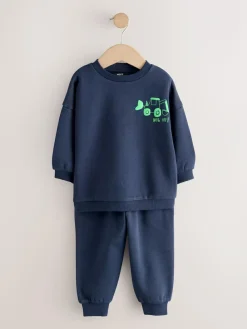 Next Single Printed Crew Neck Sweat Top & Joggers Set (3mths-7yrs)^BOY Sweatshirts & Hoodies|Sweatshirts & Hoodies