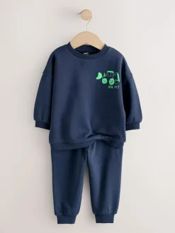 Next Single Printed Crew Neck Sweat Top & Joggers Set (3mths-7yrs)^BOY Sweatshirts & Hoodies|Sweatshirts & Hoodies