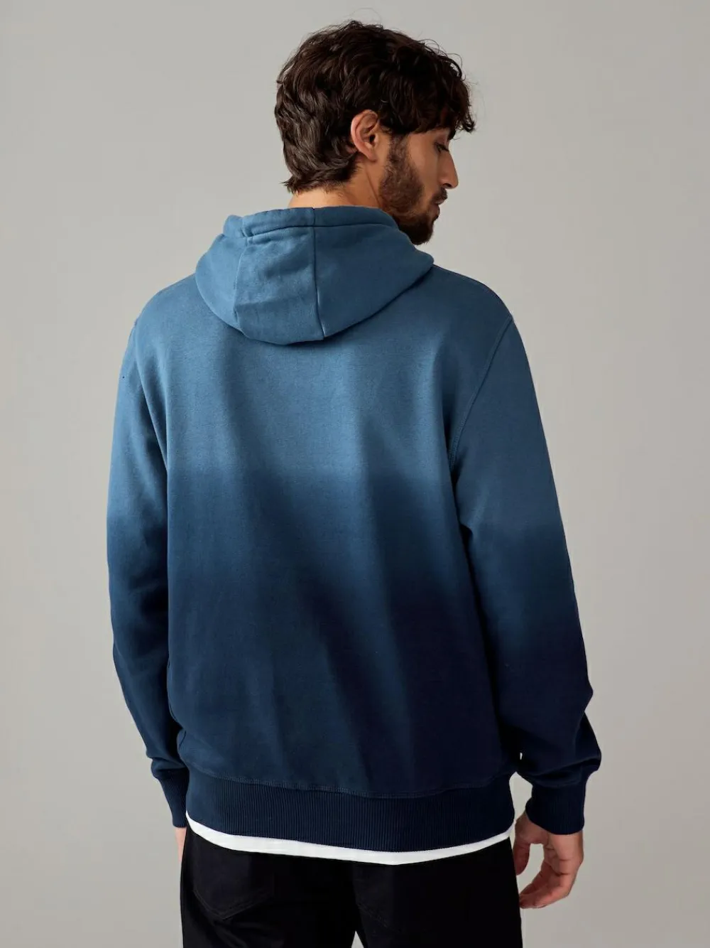 Next Dip Dye Cotton Rich Jersey Hoodie Navy Blue