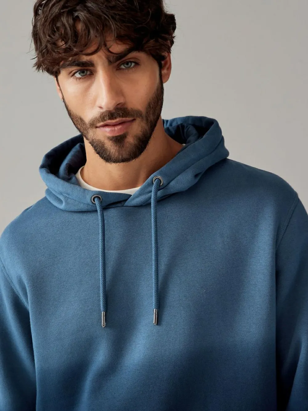 Next Dip Dye Cotton Rich Jersey Hoodie Navy Blue