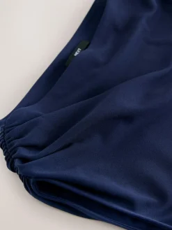 Next Draped Midi Ruched Dress Navy Blue