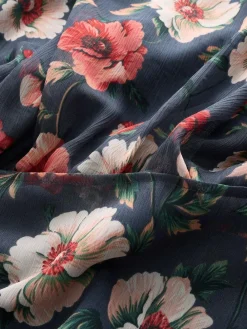 Discount Next Printed High Neck Tiered Occasion Maxi Dress Navy Blue Floral