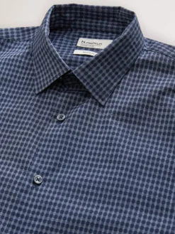 Hot Next Regular Fit N.Premium Long Sleeve Soft Touch Smart Shirt Navy Blue Gingham