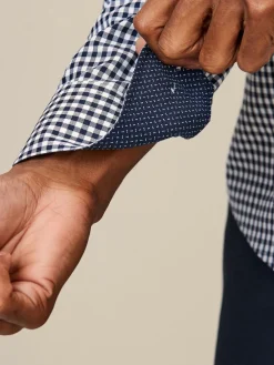 Clearance Next Navy Blue Gingham Regular Fit Easy Iron Button Down Oxford Shirt