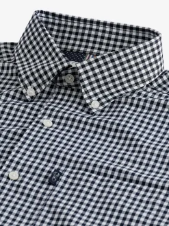 Clearance Next Navy Blue Gingham Regular Fit Easy Iron Button Down Oxford Shirt