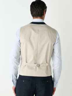 Best Next Herringbone Wool Blend Suit Waistcoast Navy Blue