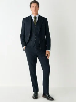 Best Next Herringbone Wool Blend Suit Waistcoast Navy Blue