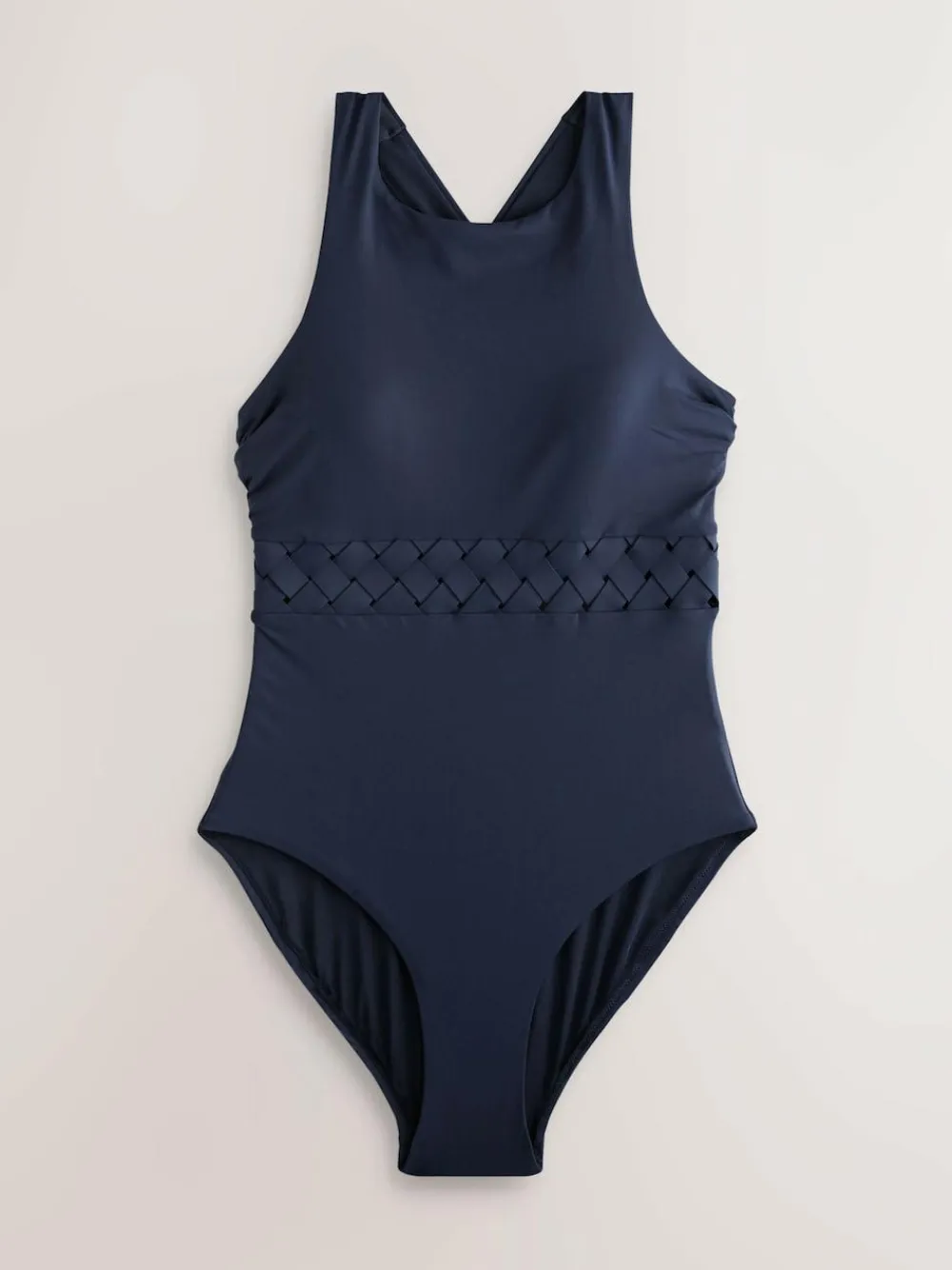 Discount Next Navy Blue High Neck Lattice Tummy Control Swimsuit