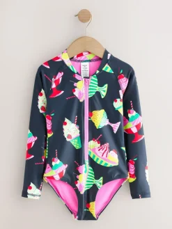 Clearance Next Navy Blue Ice Cream Long Sleeve Sunsafe Swimsuit (3mths-16yrs)