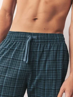 Next Navy Blue Jersey Check Pyjamas Shorts 2 Pack^ Nightwear|Pyjamas