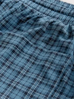 Next Navy Blue Jersey Check Pyjamas Shorts 2 Pack^ Nightwear|Pyjamas