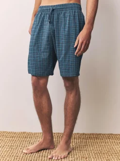 Next Navy Blue Jersey Check Pyjamas Shorts 2 Pack^ Nightwear|Pyjamas