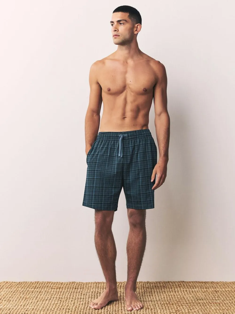 Next Navy Blue Jersey Check Pyjamas Shorts 2 Pack^ Nightwear|Pyjamas