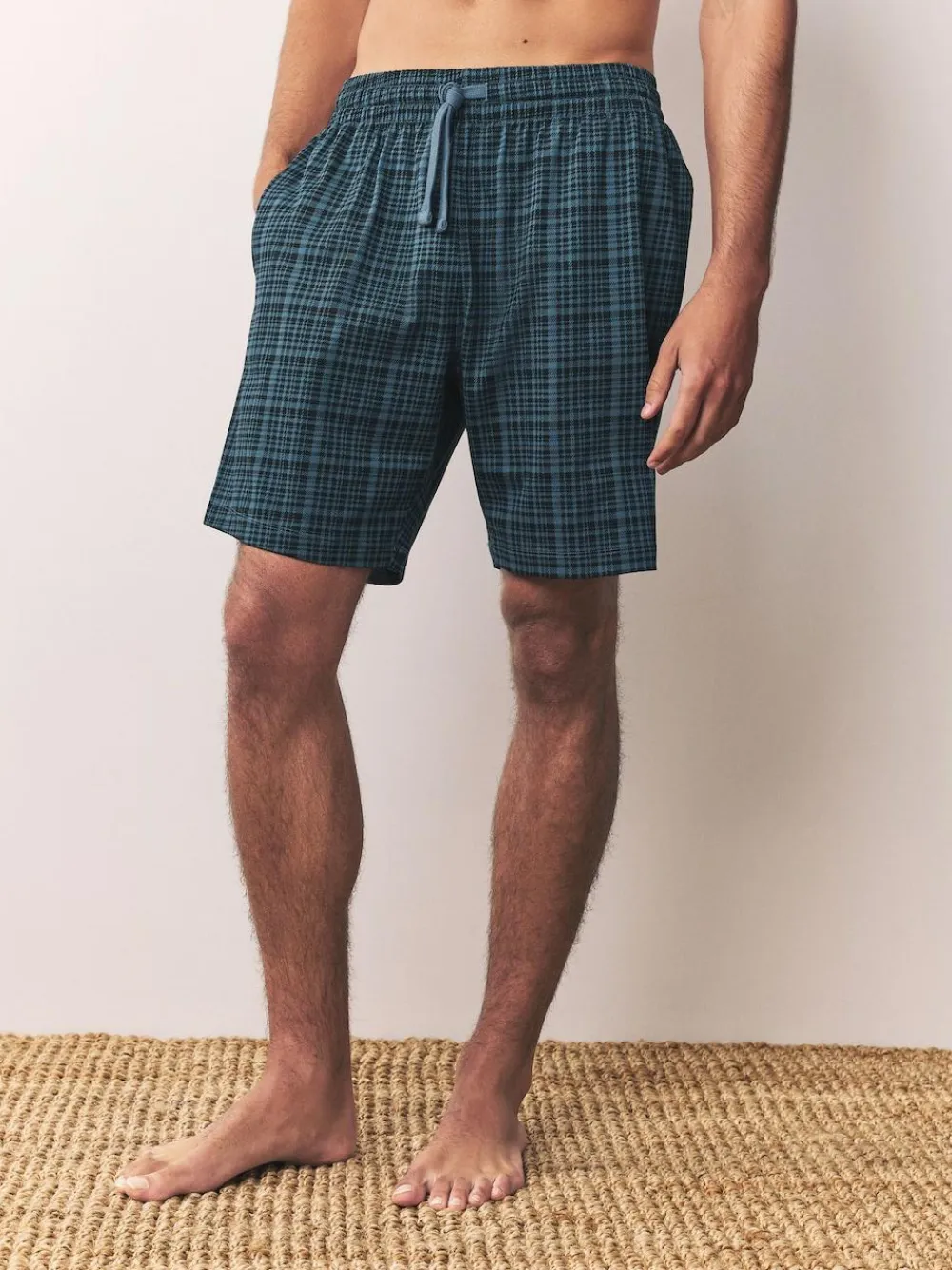 Next Navy Blue Jersey Check Pyjamas Shorts 2 Pack^ Nightwear|Pyjamas