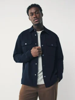 Next Navy Blue Jersey Twill Popper Shacket^ Occasionwear|Coats & Jackets