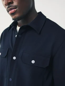 Next Navy Blue Jersey Twill Popper Shacket^ Occasionwear|Coats & Jackets