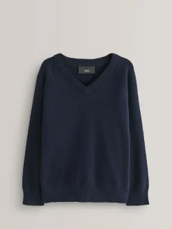 Best Next Navy Blue Knitted V-Neck School Jumper (3-16yrs)