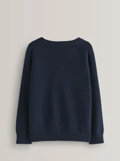 Best Next Navy Blue Knitted V-Neck School Jumper (3-16yrs)