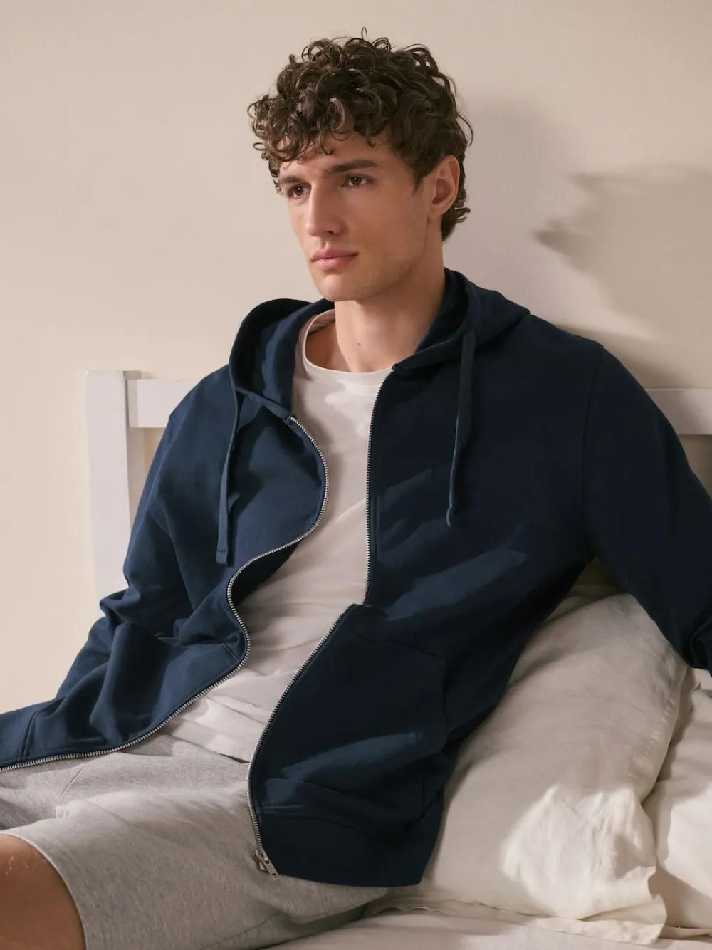 Hot Next Navy Blue Lightweight Zip Up Hoodie