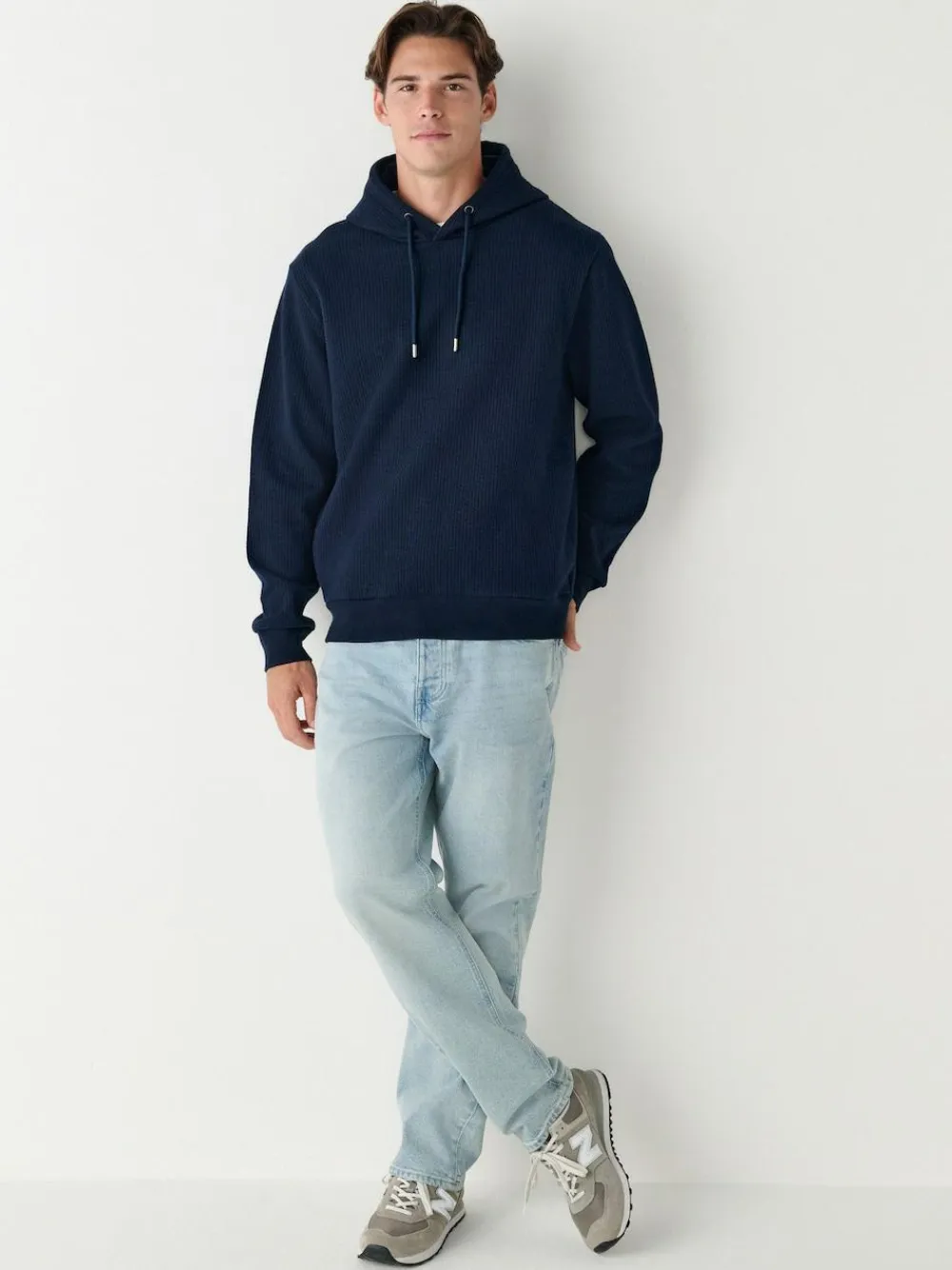Sale Next Linear Texture Hoodie Navy Blue