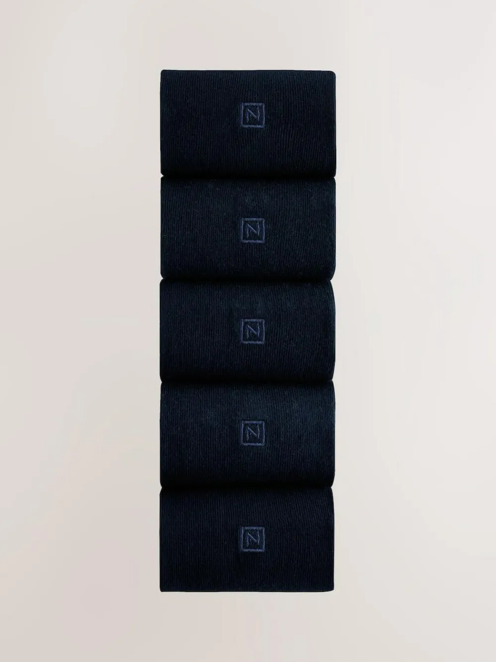 Next 5 Pack Embroidered Lasting Fresh Socks Navy Blue Logo