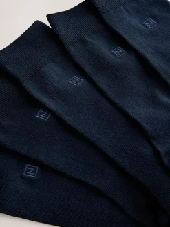 Next 5 Pack Embroidered Lasting Fresh Socks Navy Blue Logo