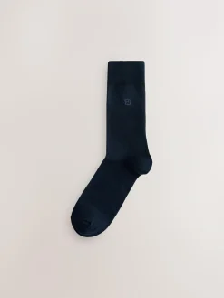 Next 5 Pack Embroidered Lasting Fresh Socks Navy Blue Logo