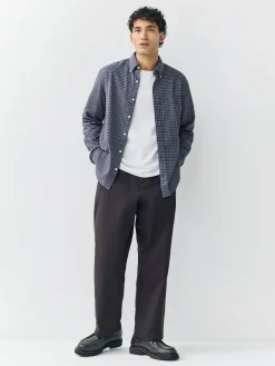 Next Navy Blue Long Sleeve Check Shirt^ Shirts