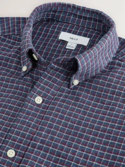 Next Navy Blue Long Sleeve Check Shirt^ Shirts
