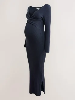 Next Maternity Twist Front Knit Jumper Dress^Women Maxi Dresses|Knitwear