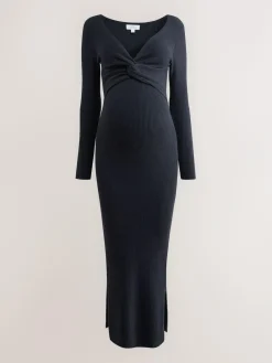 Next Maternity Twist Front Knit Jumper Dress^Women Maxi Dresses|Knitwear