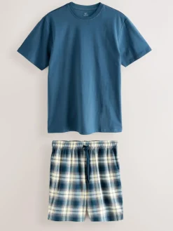 Hot Next Motionflex Cosy Shorts Pyjamas Set Navy Blue