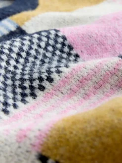 Next Navy Blue Multi Patched Crew Neck Knitted Jumper with Wool^Women Nightwear|Knitwear