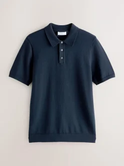 Next Muscle Fit Cotton Rich Short Sleeve Knit Polo Shirt^ Tops & T-Shirts|Knitwear