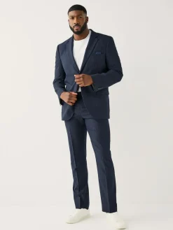 Best Next Navy Blue Muscle Fit Motionflex Stretch Stripe Suit Jacket
