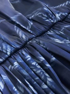 Next 2-In-1 Knitted Jumper with Pleated Midi Skirt Navy Blue Nautical Print