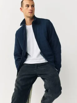 Best Next Non-Hooded Hybrid Full Zip Jacket Navy Blue