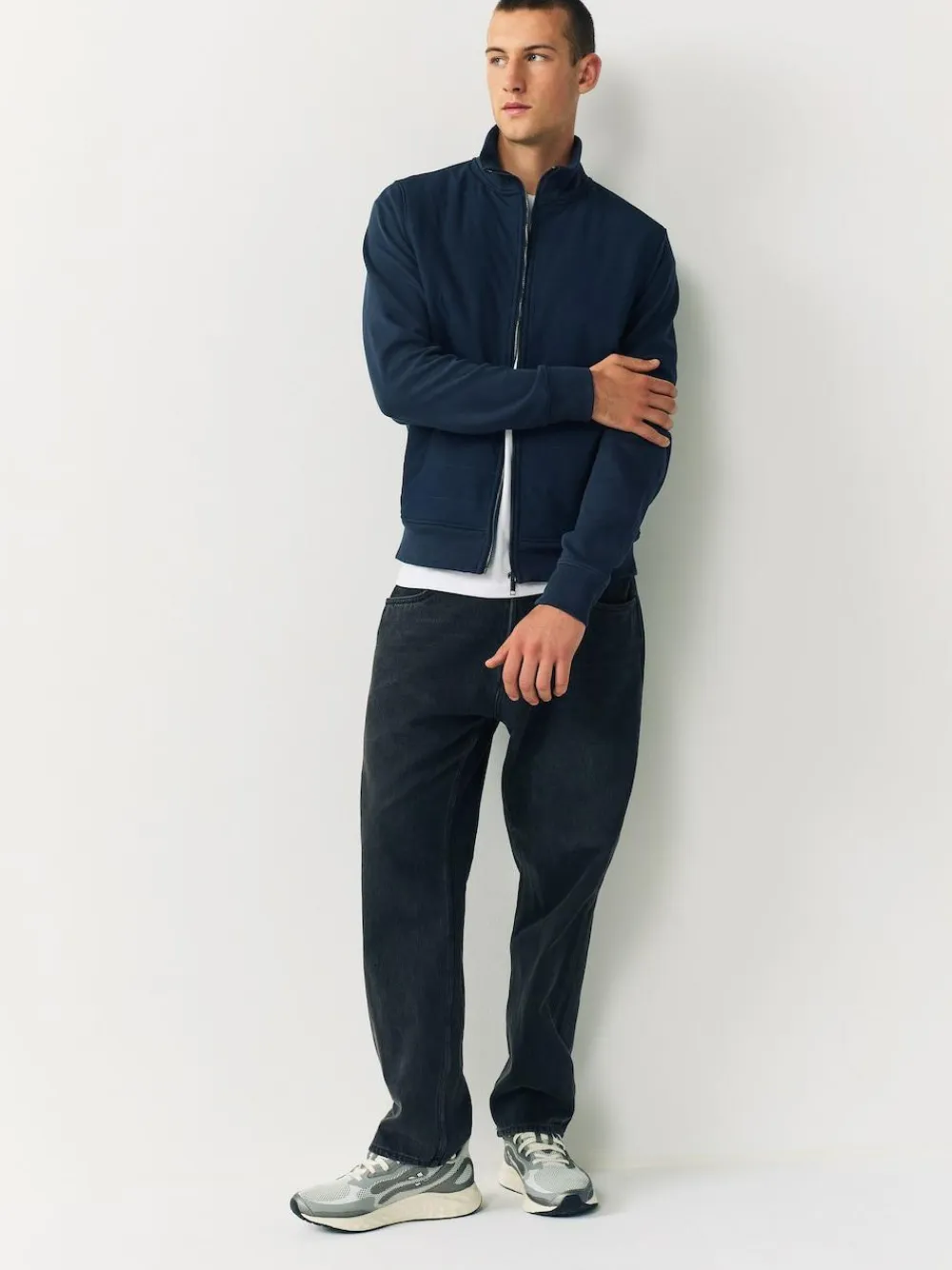 Best Next Non-Hooded Hybrid Full Zip Jacket Navy Blue