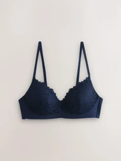 Next Navy Blue Pad Non Wire Lace Ultimate Comfort Bra^Women Bras|All Lingerie