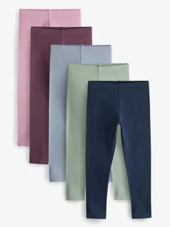 Discount Next Navy Blue/ Pink/ Sage Green/ Denim Blue Leggings 5 Pack (3-16yrs)