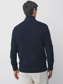 Best Next Navy Blue Plain N.Premium Regular Fit 100% Cotton Premium Quarter Zip Jumper