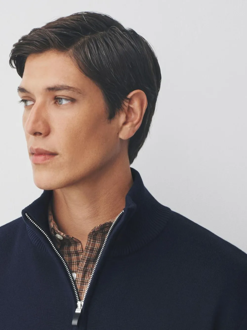 Best Next Navy Blue Plain N.Premium Regular Fit 100% Cotton Premium Quarter Zip Jumper