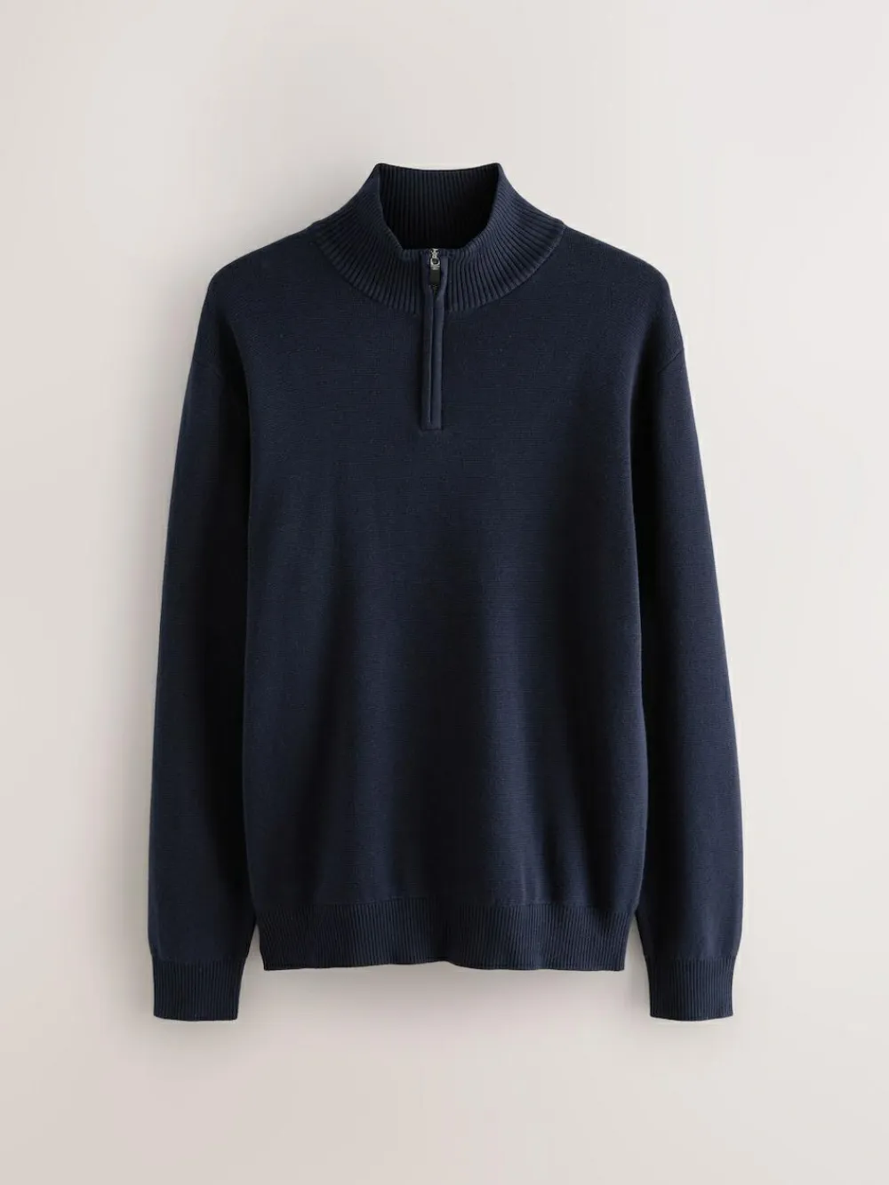 Best Next Navy Blue Plain N.Premium Regular Fit 100% Cotton Premium Quarter Zip Jumper