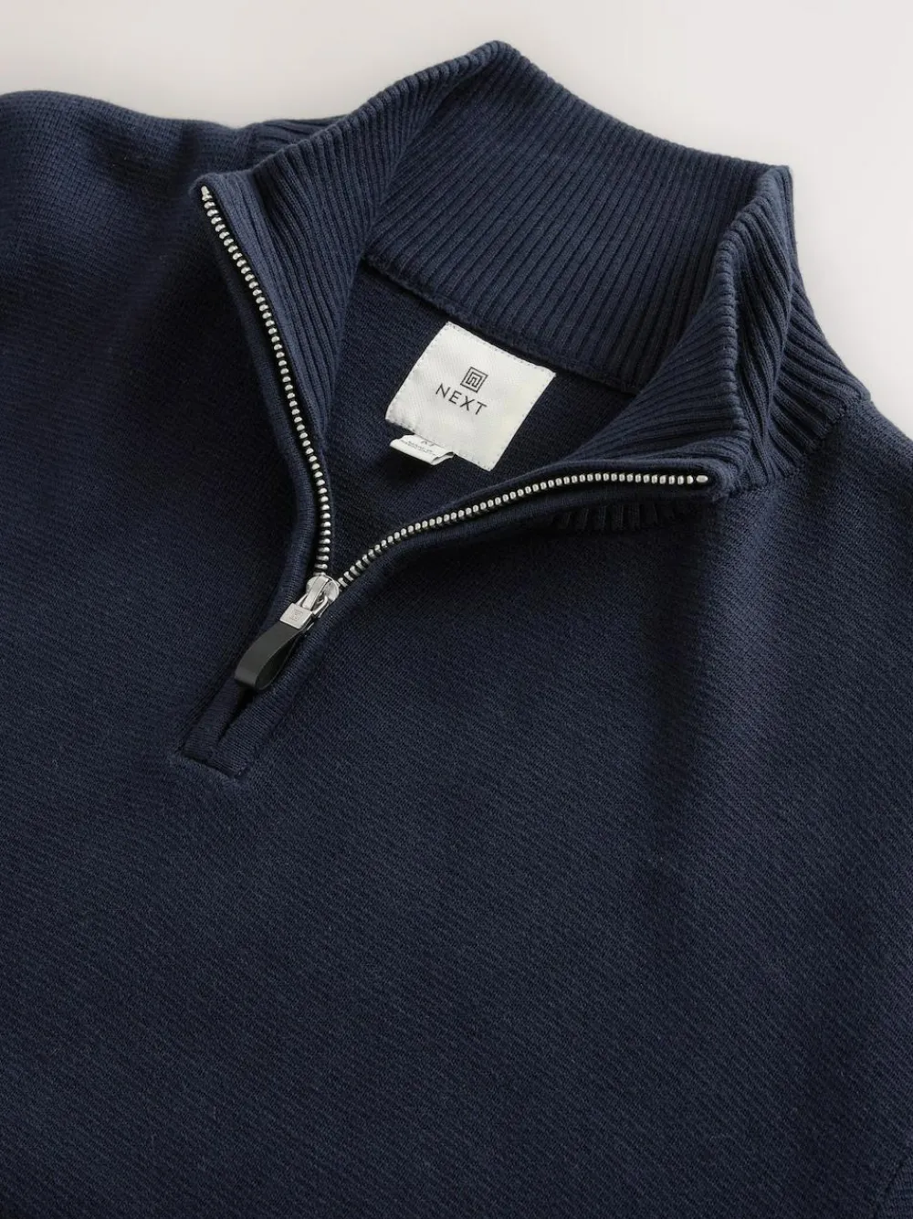 Best Next Navy Blue Plain N.Premium Regular Fit 100% Cotton Premium Quarter Zip Jumper
