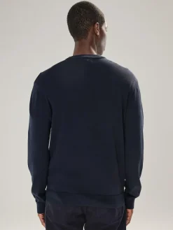 Sale Next Plain Regular Fit Cotton Rich Crew Neck Jumper Navy Blue