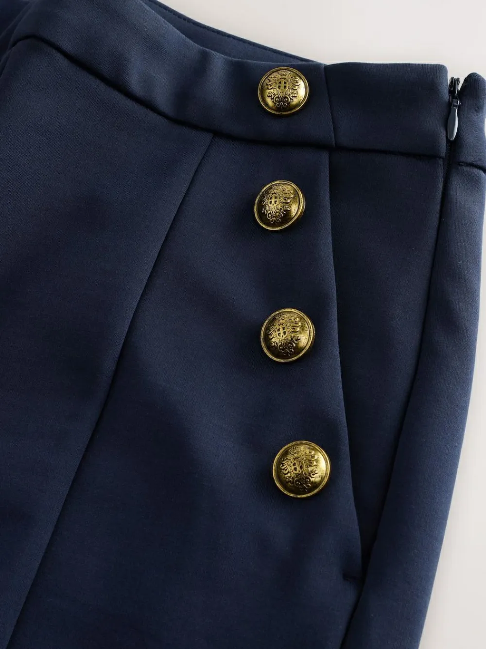 Best Next Ponte Wide Leg Trousers With Gold Button Detailing Navy Blue