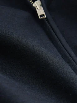 Hot Next Premium Smart Funnel Neck Zip Through With Wool Navy Blue