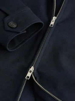 Hot Next Premium Smart Funnel Neck Zip Through With Wool Navy Blue